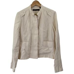 City Unltd Button Closure Jacket Blazer 100% Linen Cream Women's Size 10 Career